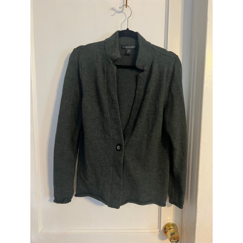 Elena Solano 100% Merino Wool olive green sweater Size M